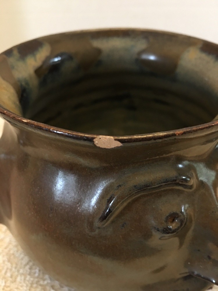 Face Pottery Decor Piece / Planter Artist Signed & Dated 2001