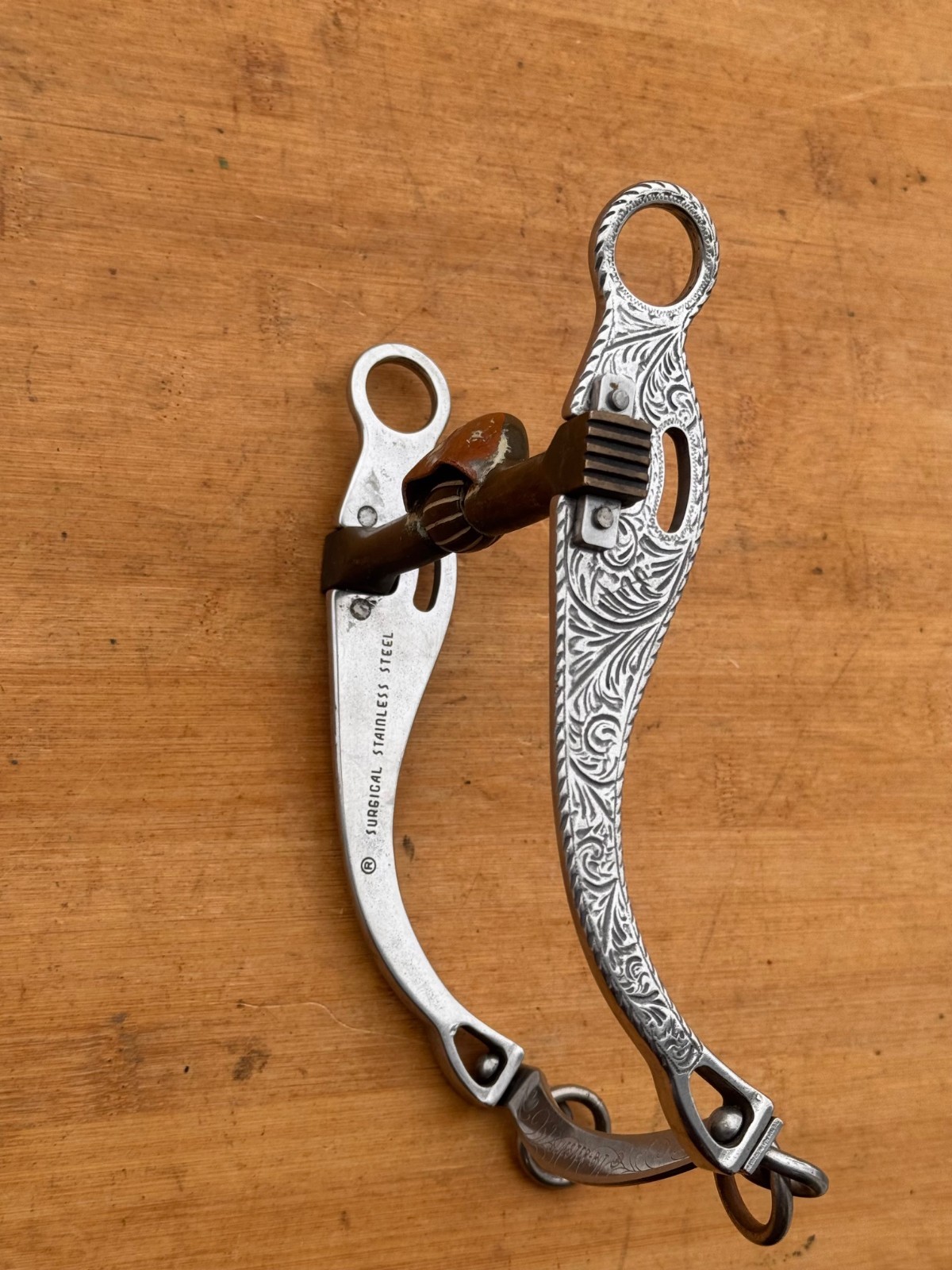 SLIESTER Engraved Surgical Steel Copper Hooded Western Cricket Bit ~ 4 1/2"