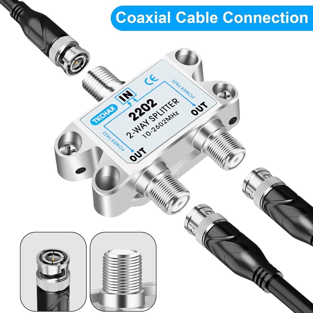 Support 10-2602MHz, RG6 Compatible, Nickel-Plated for Cable Splitter,Work wit...