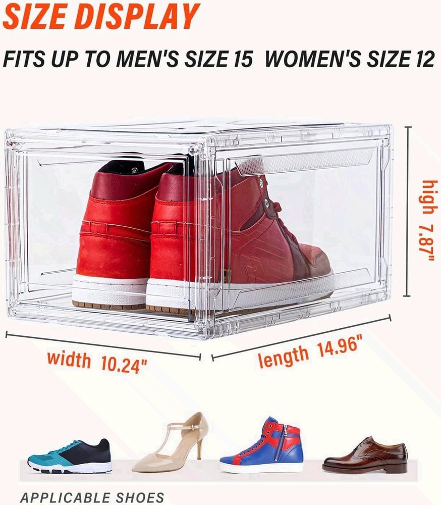 Shoe Boxes Clear Plastic Stackable 3 Pack Shoe Storage for Sneakerheads