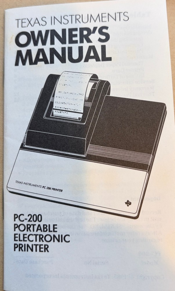 Texas Instruments PC-200 Thermal Printer Circa 1985 NIB