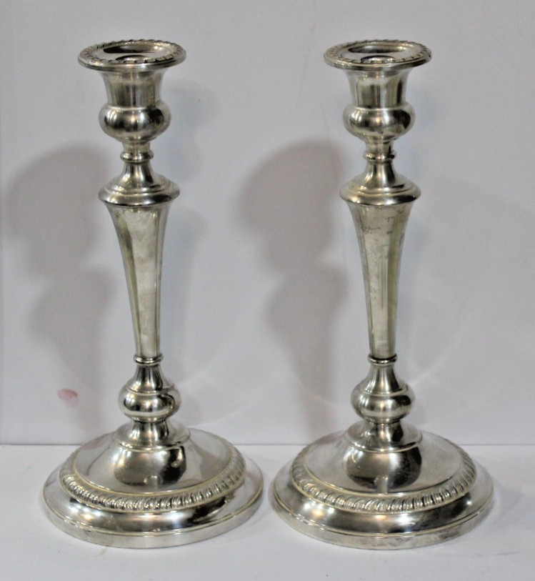 Pair Sterling Silver Preisner Candelabra Georgian 3 Arm Candlesticks 16" #743