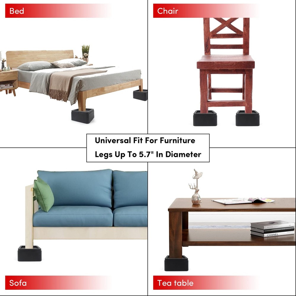 Oversized Bed Risers Heavy Duty Stackable 4 Pack, Furniture Risers for Sofas .