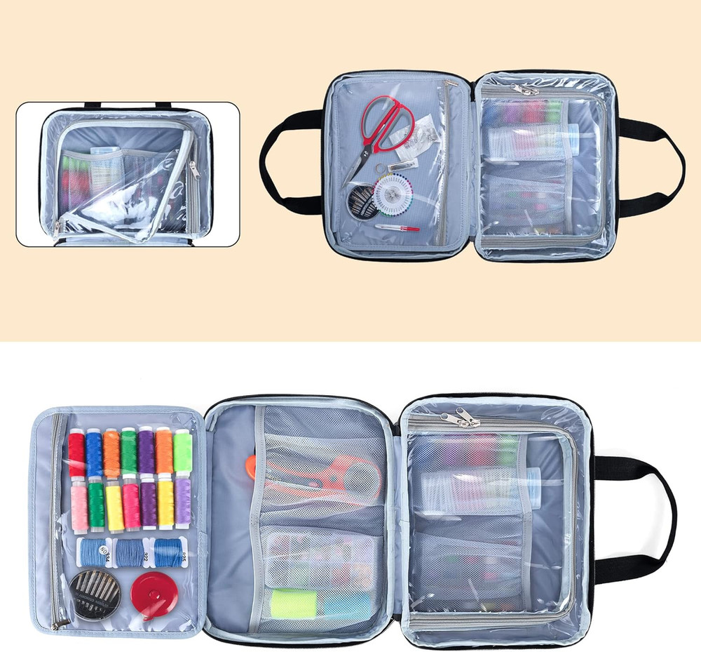 Large Sewing Organizer with 3 Inner Sections (Fold up Easily), Sewing Supply Org