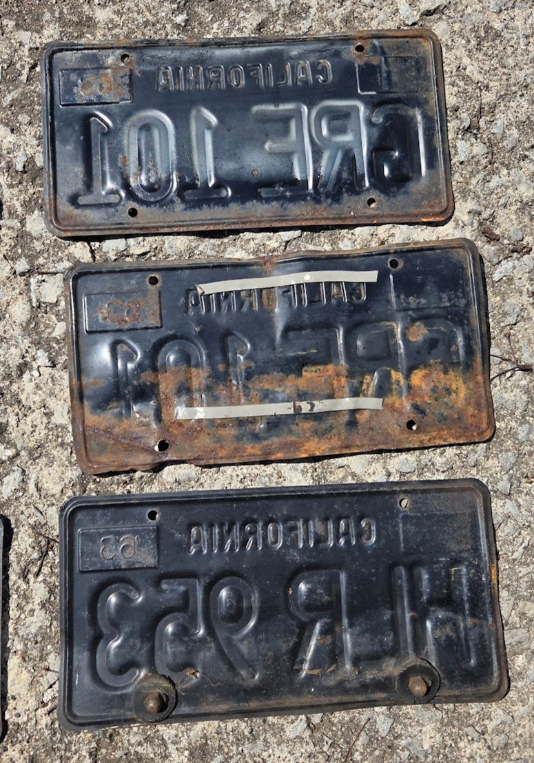 California License Plate 3 Matched Pairs 1963 Lot 9 Plates 63 Vintage Pair Set