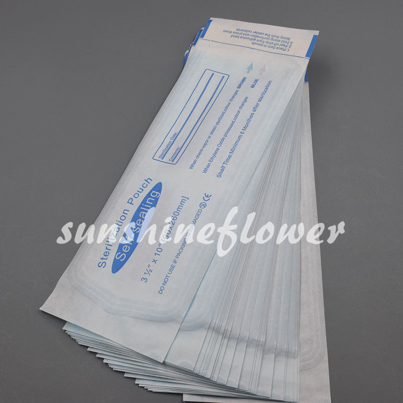 Self-Sealing Pouch Sterilization Dental Autoclave Premium Clear Blue 10"x3.5"