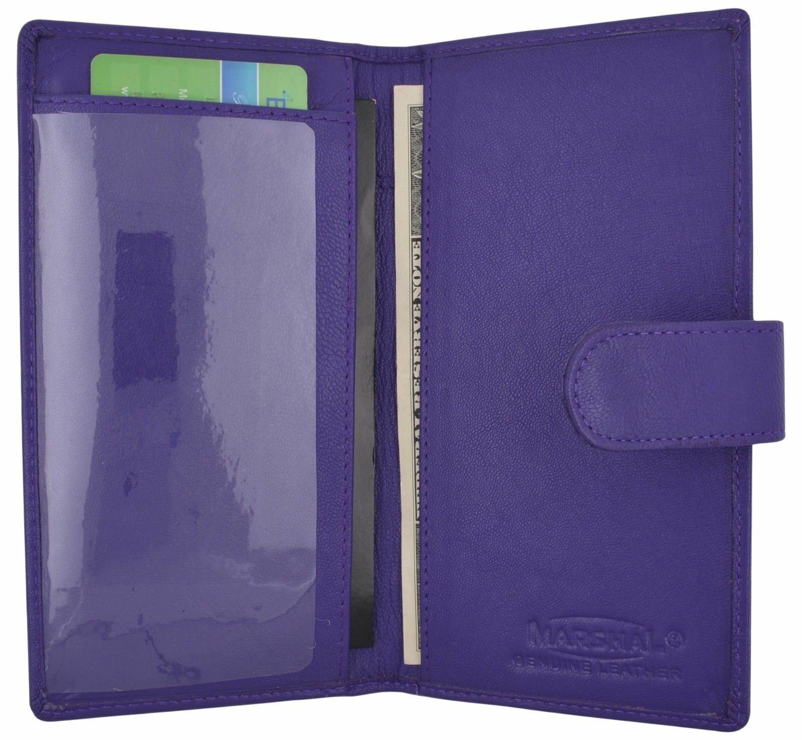 Checkbook Cover Holder Super Slim Plain Mens Womens Genuine Leather Cowhide New