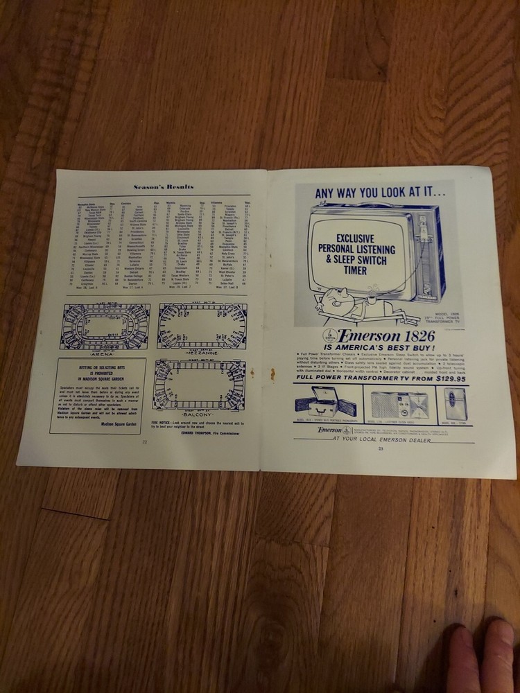 National Invitation Tournament 1963 Program Madison Square Garden