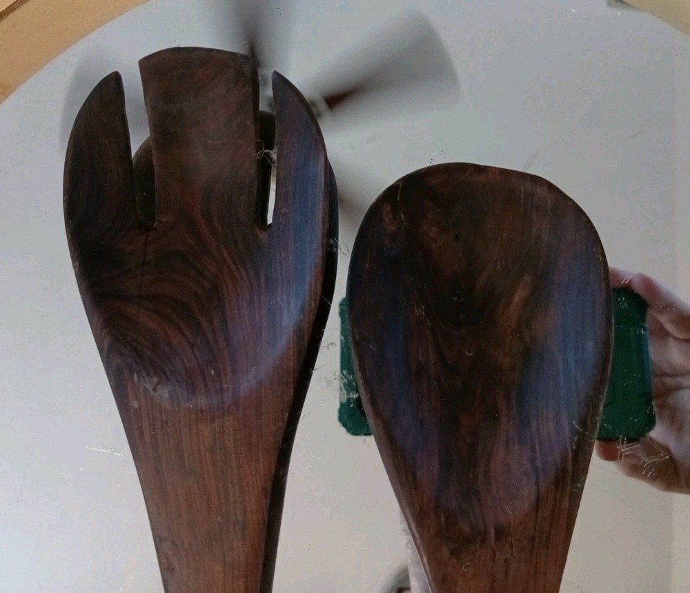 Handmade Bone Handle Solid Fork And Spoon Set Wooden 10 In