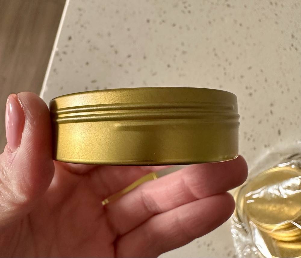 Gold Tin Containers w/ Lids Qty 18, 2 ounce
