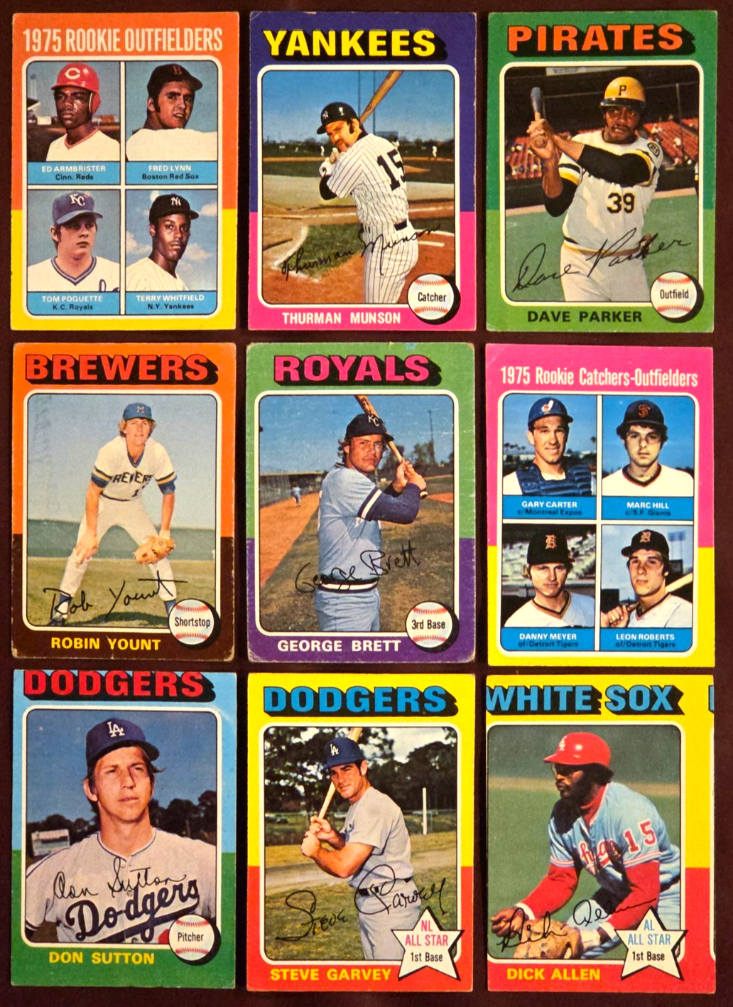 1975 Topps HOF Lot (9) Brett RC Yount RC Carter RC Lynn RC Munson MORE! L/M Gr