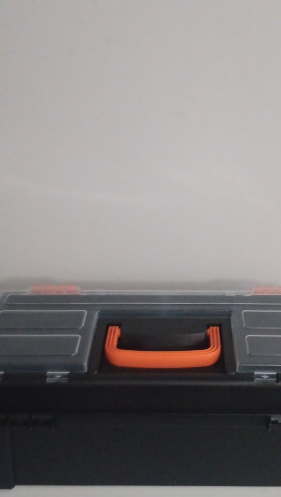 Tool Bench 16IN. Plastic Tool Box Black/Orange Handle Interior Organizer Tray