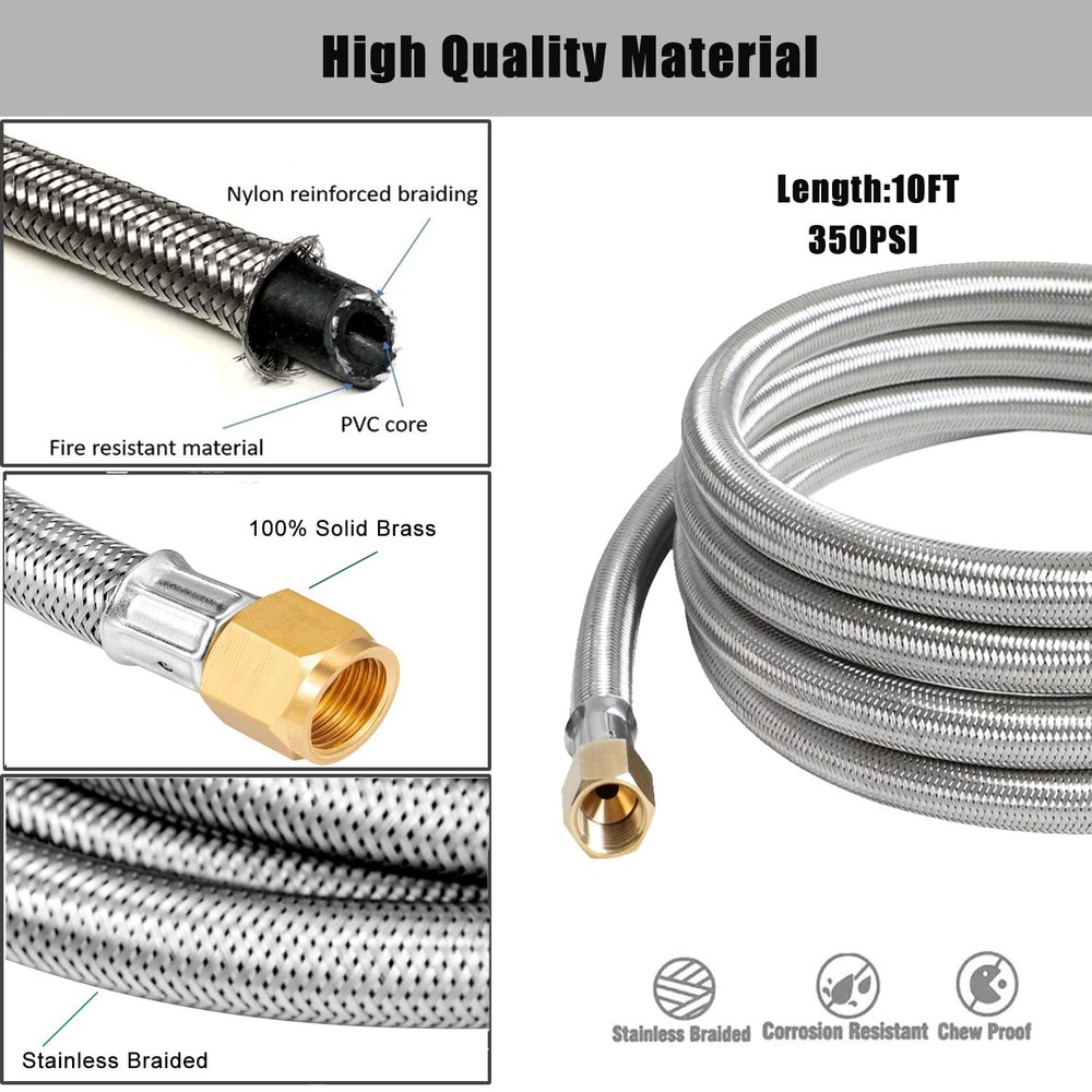 ATKKE 10FT High Pressure Propane Extension Hose with Conversion Couplings Kit...