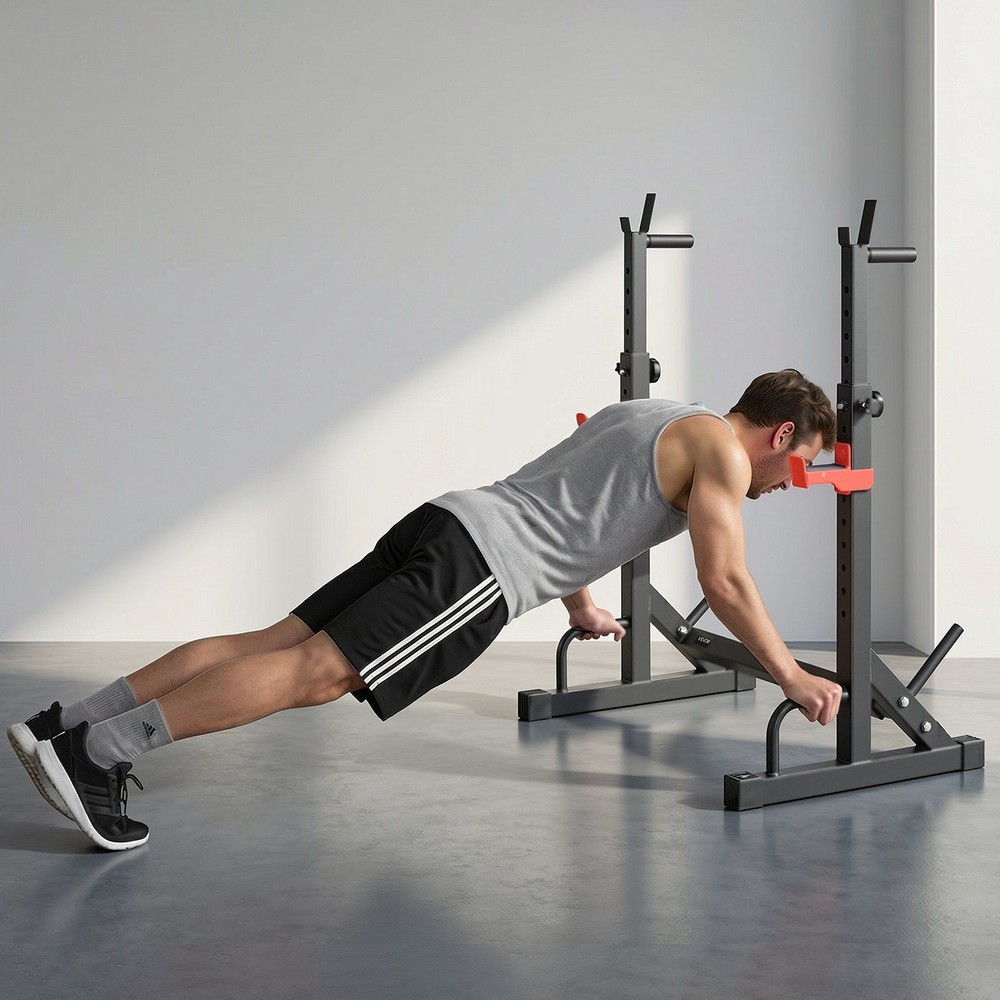 Compact Power Cage: 6.9 sq.ft, 550lb Support, Adjustable J-Hooks & Width