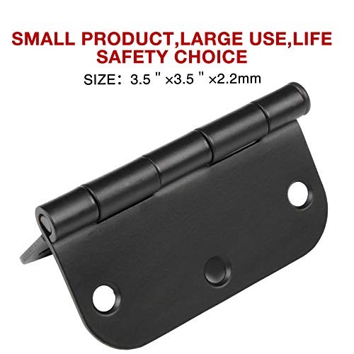 Rounded Matte Black Door Hinges 3.5 Inch 5/8" 48 Pack Matte Black-Rounded