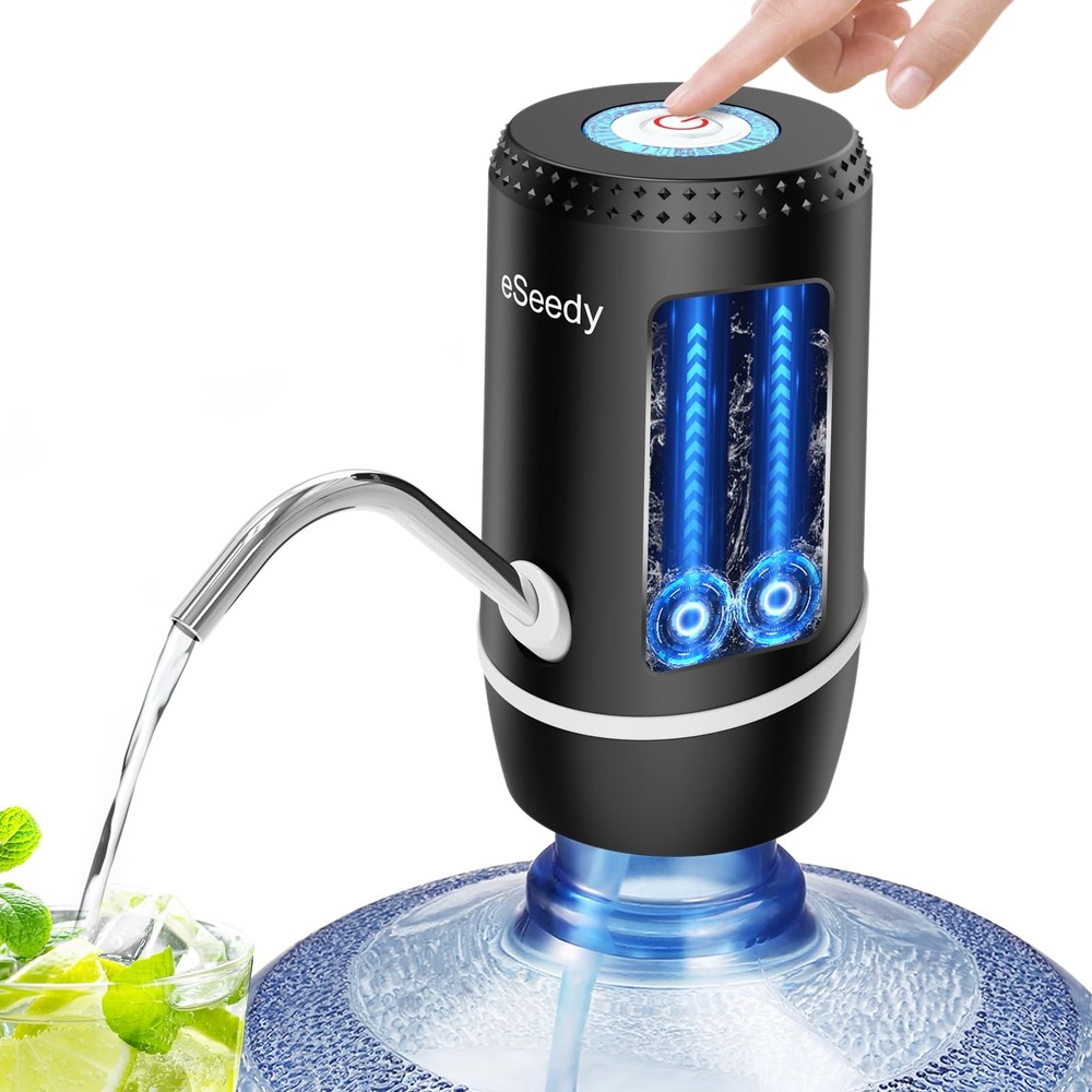Automatic USB Rechargeable Water Pump for 5 Gallon Bottles - Black