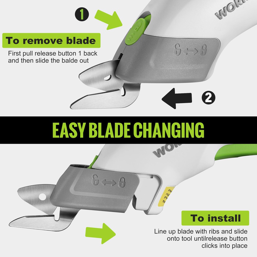 WORKPRO Crafting Cordless Electric Scissors 4V Shears Cutting Tool With 2 Blades