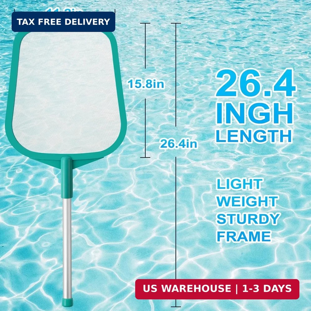 Pool Skimmer - Pool Net with Pole, Pool Skimmer Net with Solid Plastic Frame, Sk
