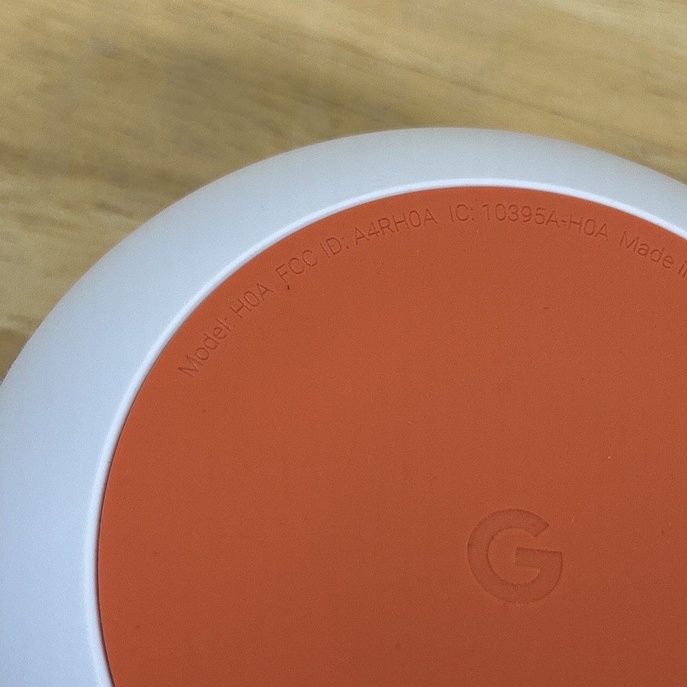 Google Home Mini (Model H0A) White Chalk Smart Speaker w/ Power Adapter - TESTED
