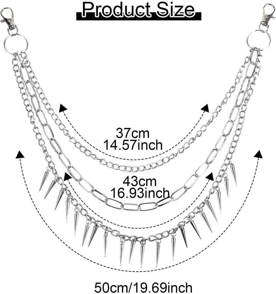 Pants Chain, Layered Chain for Pants Silver Goth Biker Wallet Chains Punk Ri...
