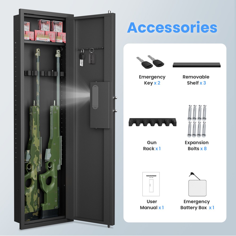 Wall Safe, 53" Digital Hidden Wall Safe Between Studs Wall Gun Safe for Rifles