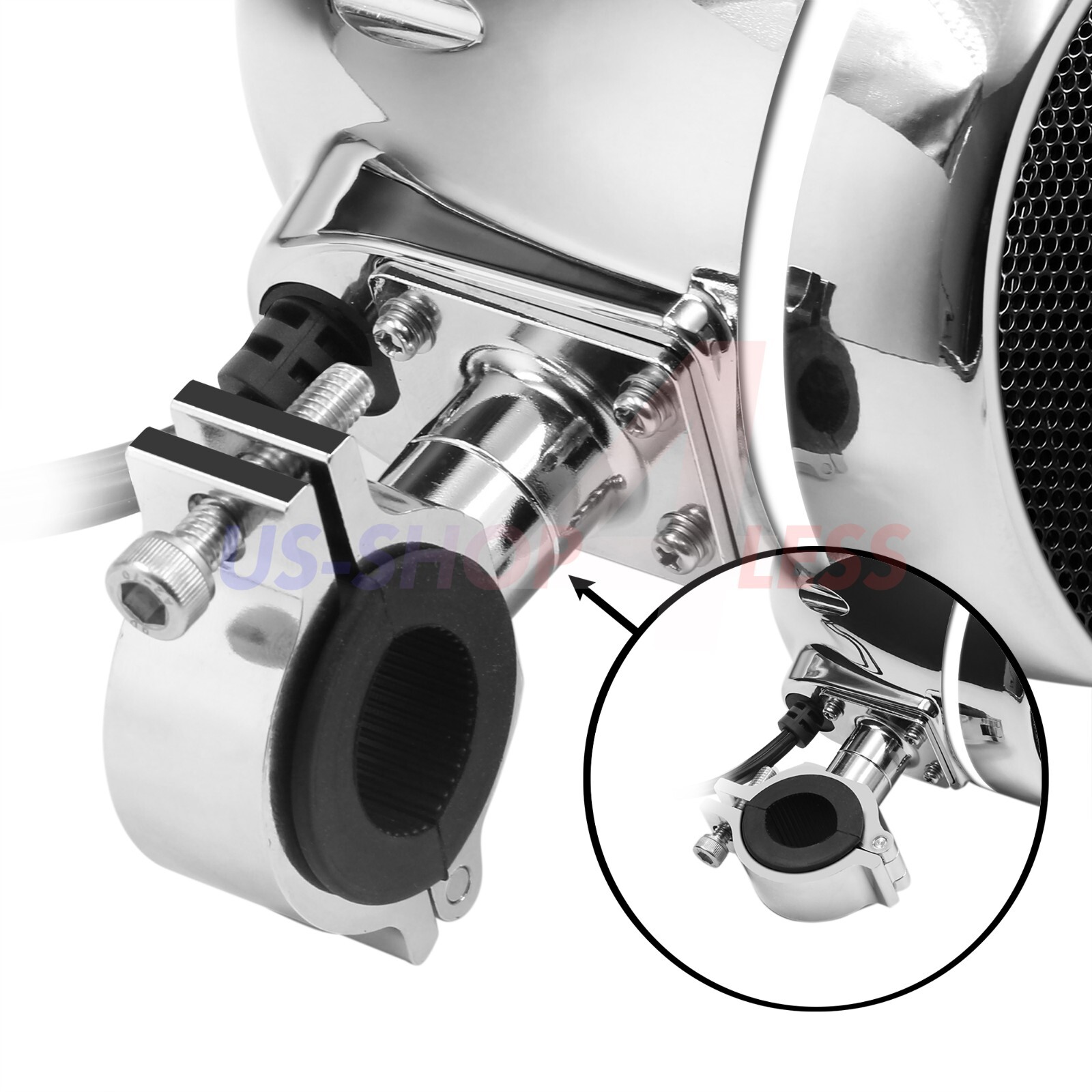 Waterproof Bluetooth Motorcycle Stereo LED Speaker Amp USB System Harley Chrome