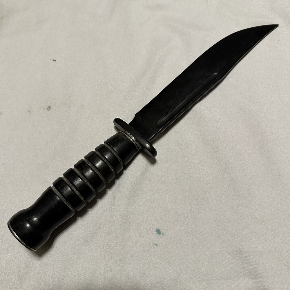 Custom WWII Fighting Knife Black Heavy Sharp Blade Horn