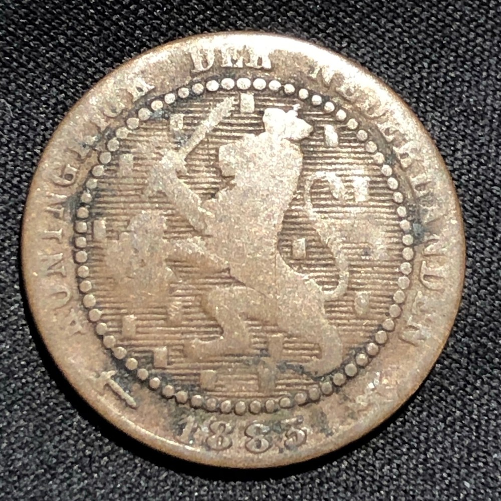 1883 Netherlands 1 Cent Bronze Coin - G (Good) condition