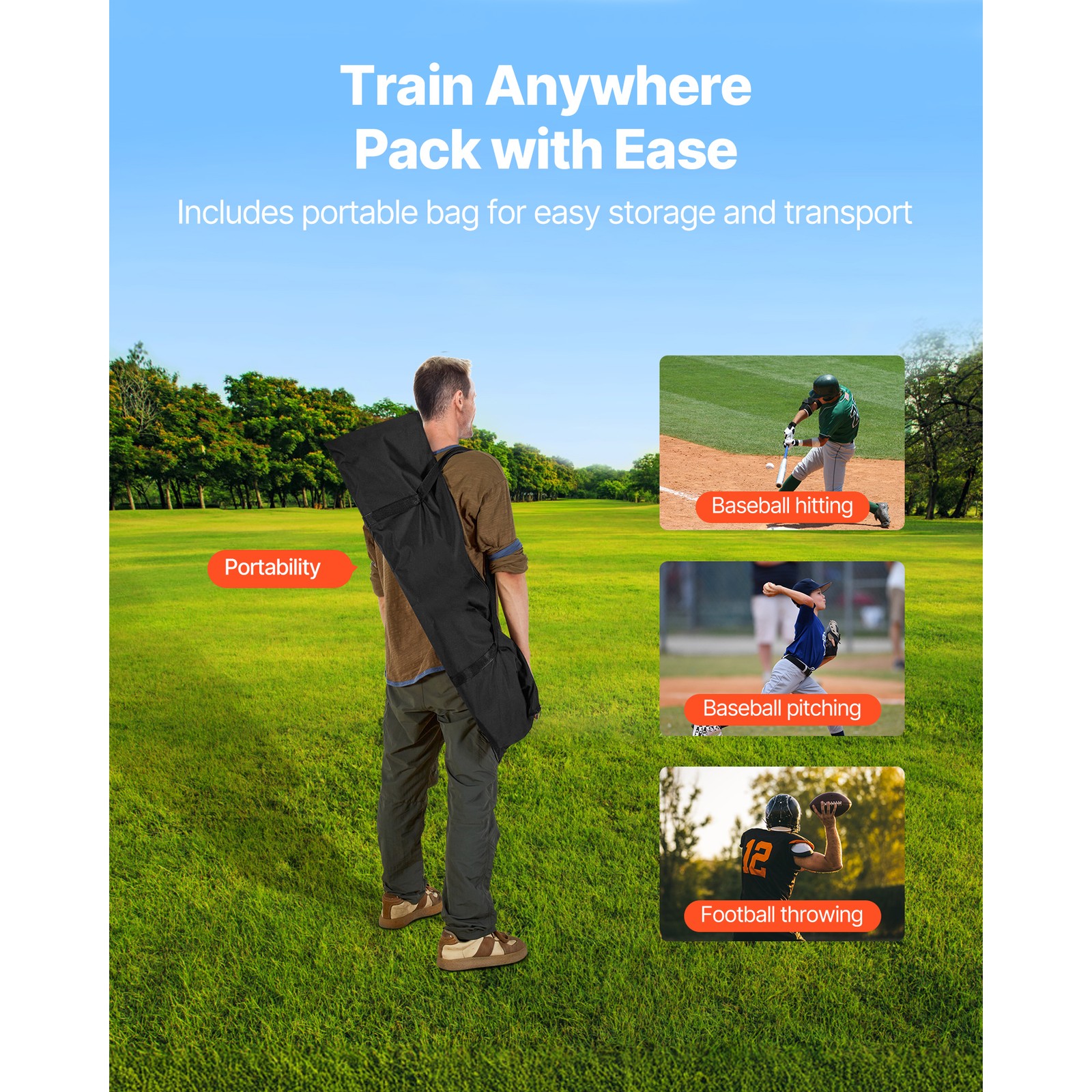 Uimoso 8x4 ft Football Throwing Net Portable Practice Tool for QB Training