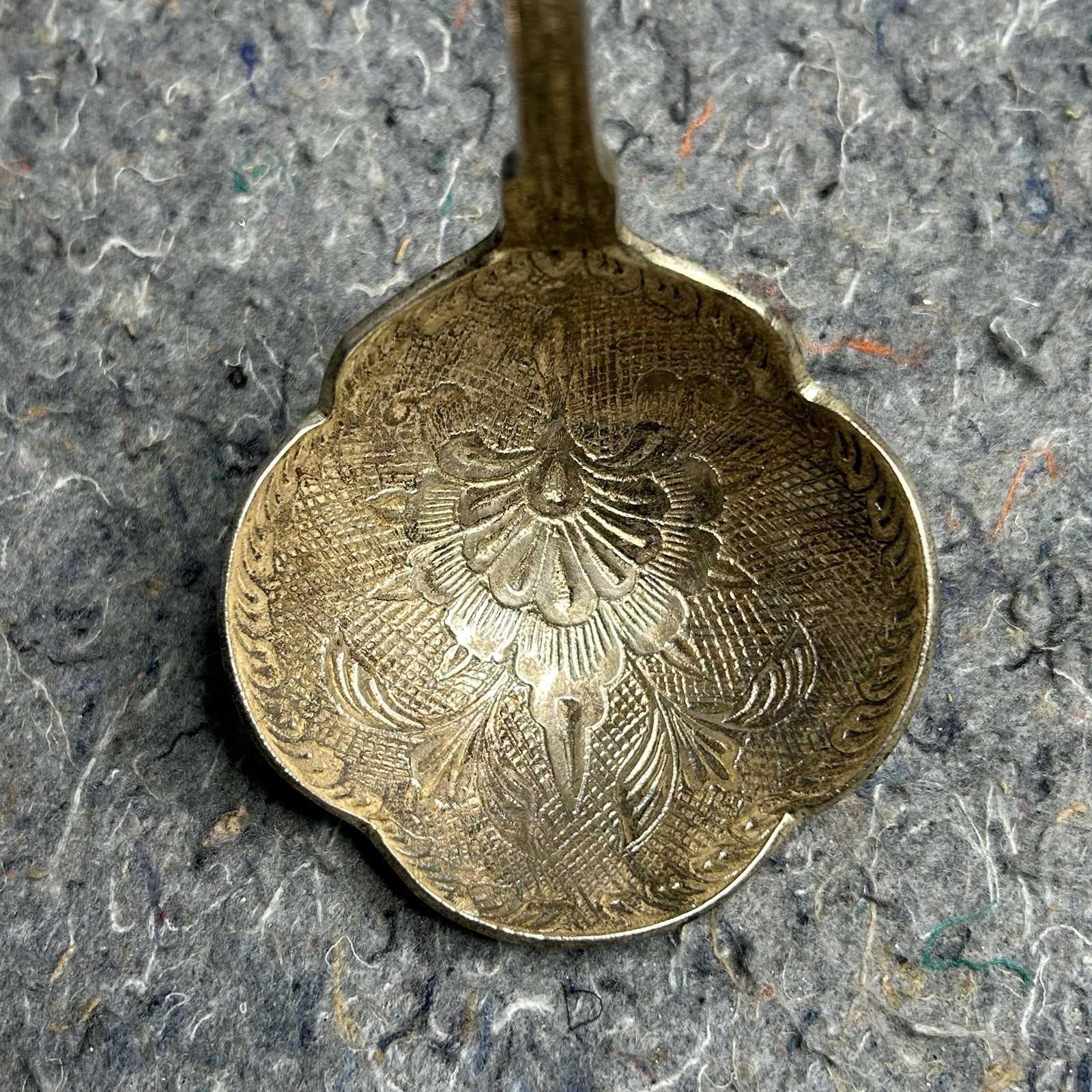 Vintage Ornate Soup Ladle Floral Pattern Silverplate Serving Spoon