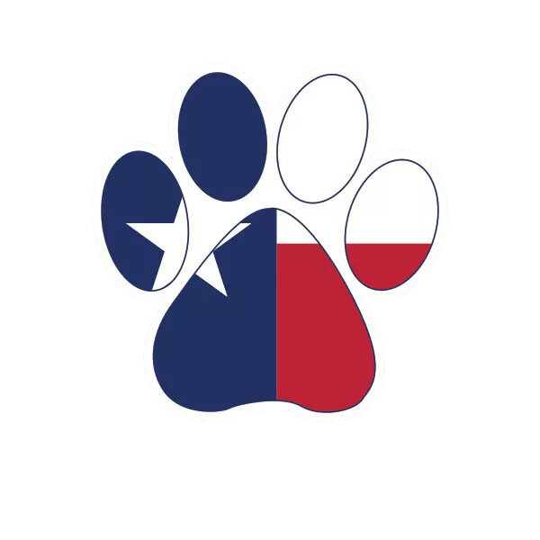 Texas State Shaped Paw Print Sticker Decal