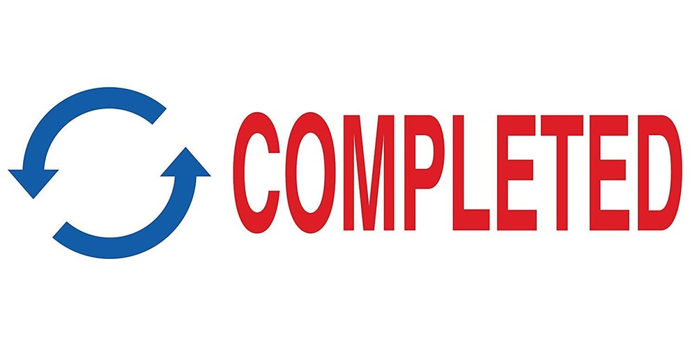 COSCO Message Stamp with Shutter, Blue & Red, COMPLETED, 1-5/8" x 1/2" pre-ink