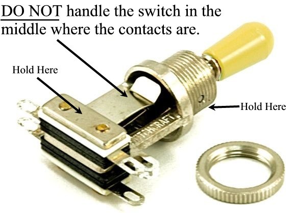 Switchcraft short frame pre-wired 3 Way Toggle Switch fits Gibson or Epiphone