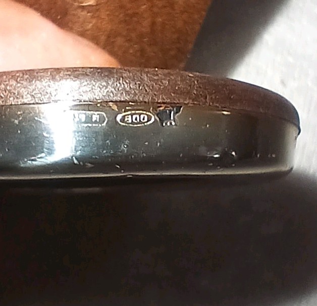 Vintage 800 German Silver Small Oval Photo Frame Signed