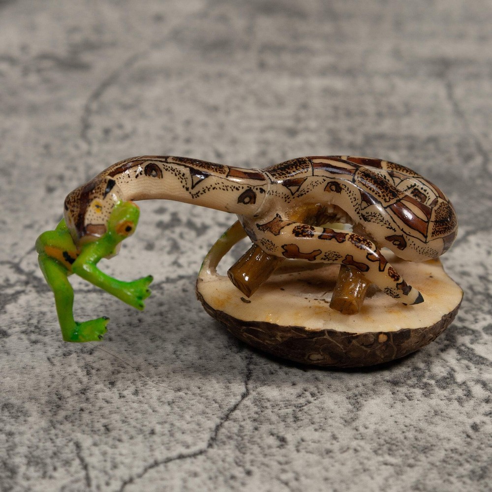 Snake Eating Frog Tagua Carving