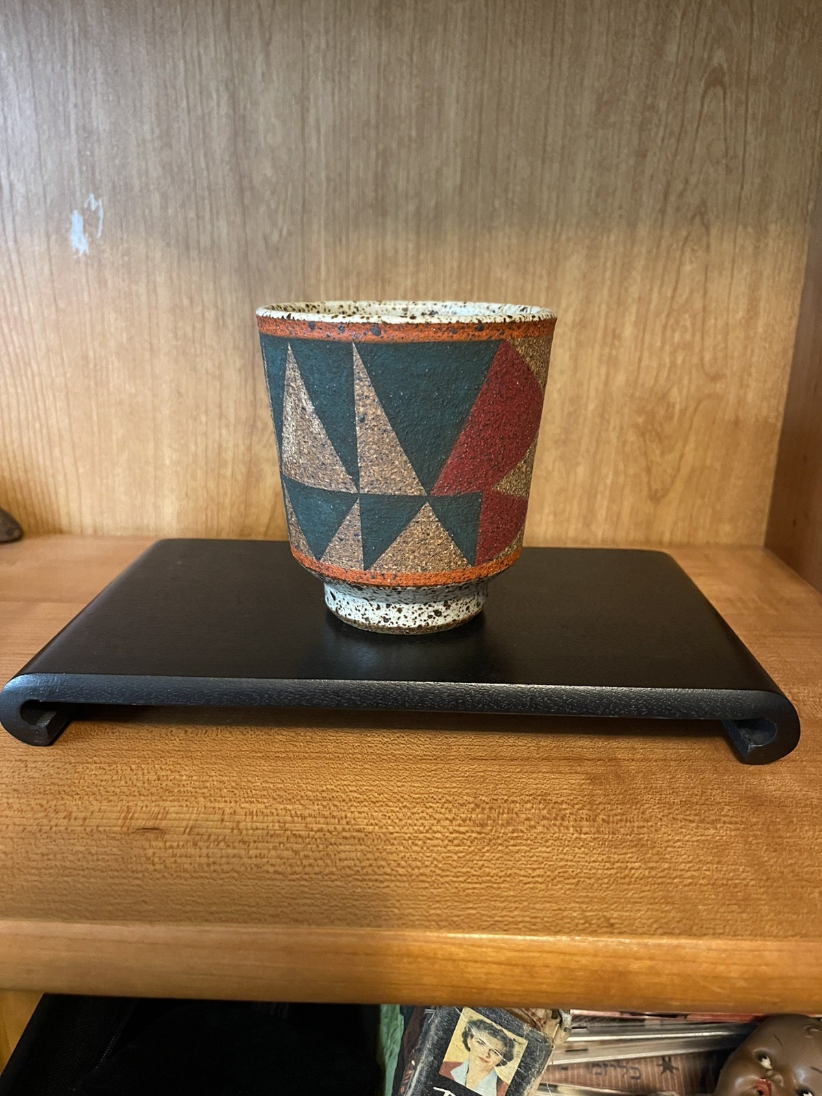 Kat & Roger Modernist Abstract Design Handmade Ceramic Cup