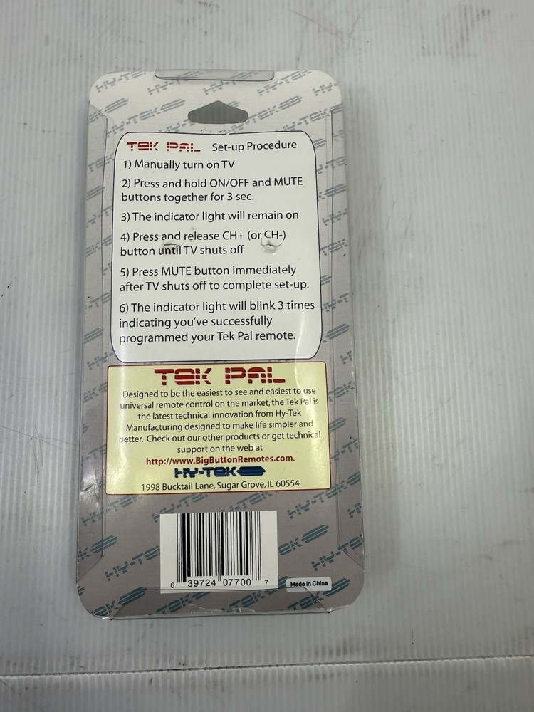 HY-TEK Tek Pal Big Button Universal TV Remote Control Easy To Use Large Buttons