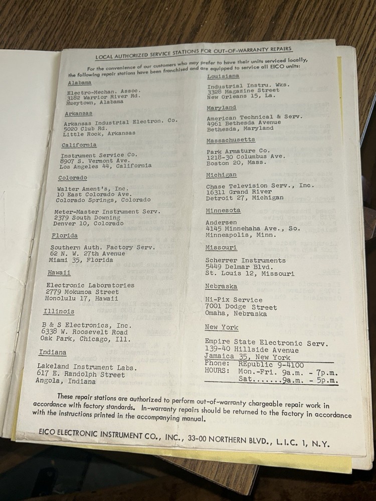 1959 EICO 710 GRID DIP METER Folder & Paperwork- Estate Piece, Read Below