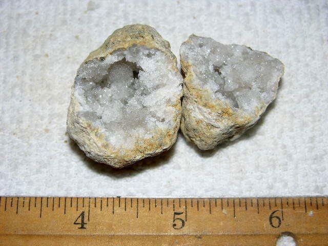 Geode pair opened with crystal centers 2 inch G19