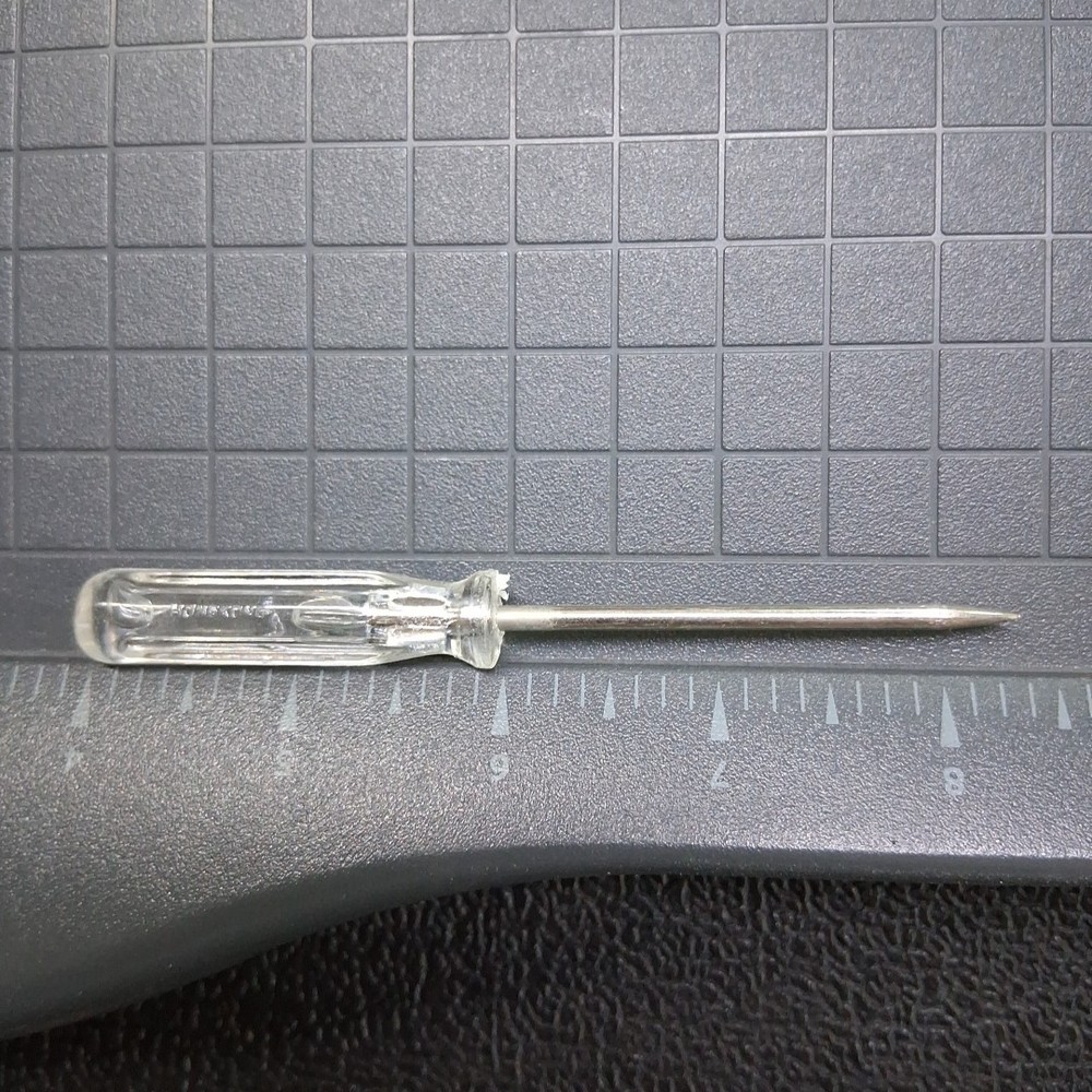 Vintage 4.5" Clear Plastic Handle Pointed Tip Scratch Awl