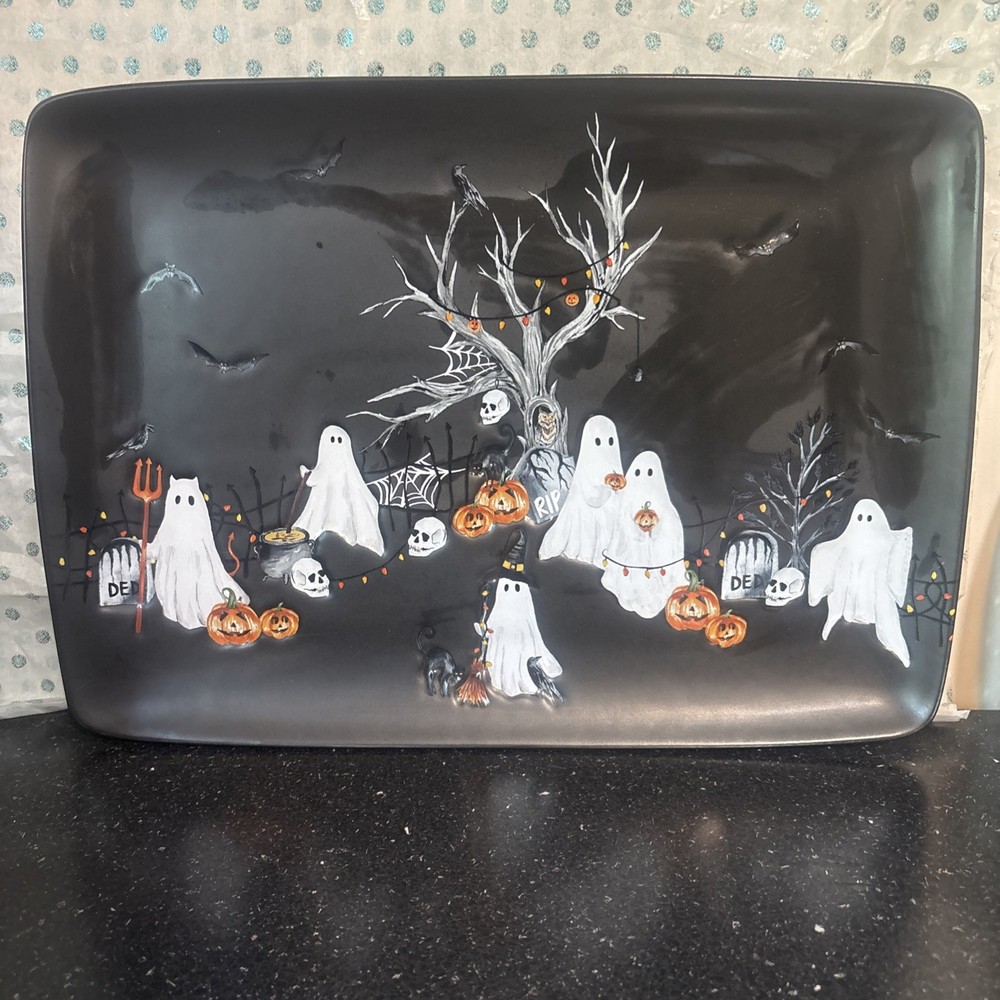 Pottery Barn Scary Squad  Large  Rectangular Serving Platter Halloween  New