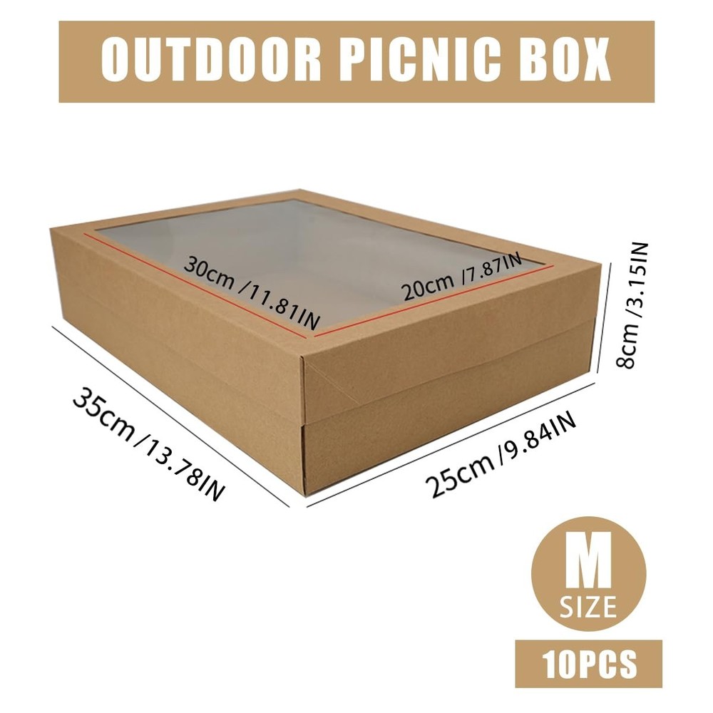 10 Pack Bakery Boxes with Window, 13.78x9.84x3.15 Inch Cookie Boxes, Large Ca...