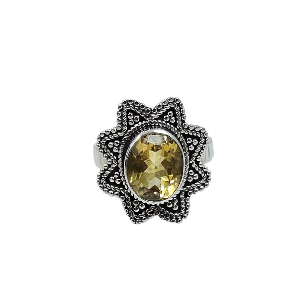 Citrine Solid 925 Sterling Silver Ring 7