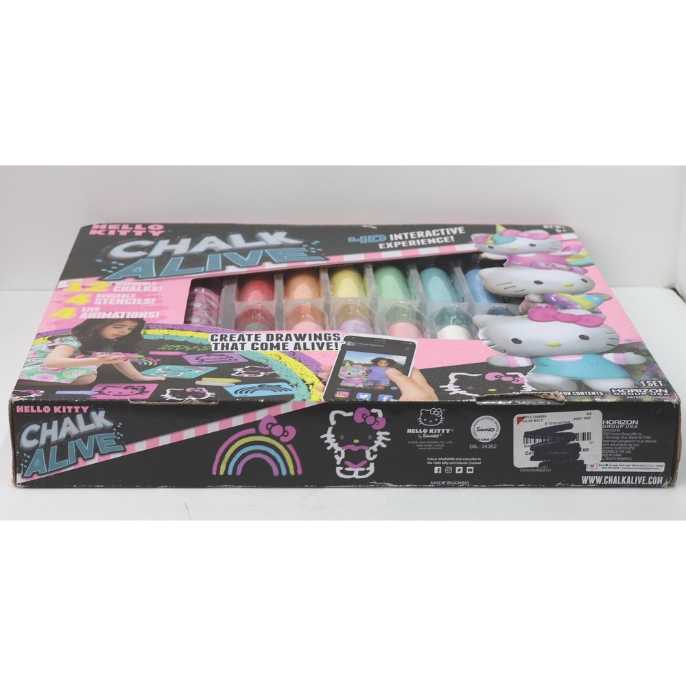 Hello Kitty Chalk Alive 4D Interactive Sidewalk Chalk Art Set 12 Chalks 4 Stenci