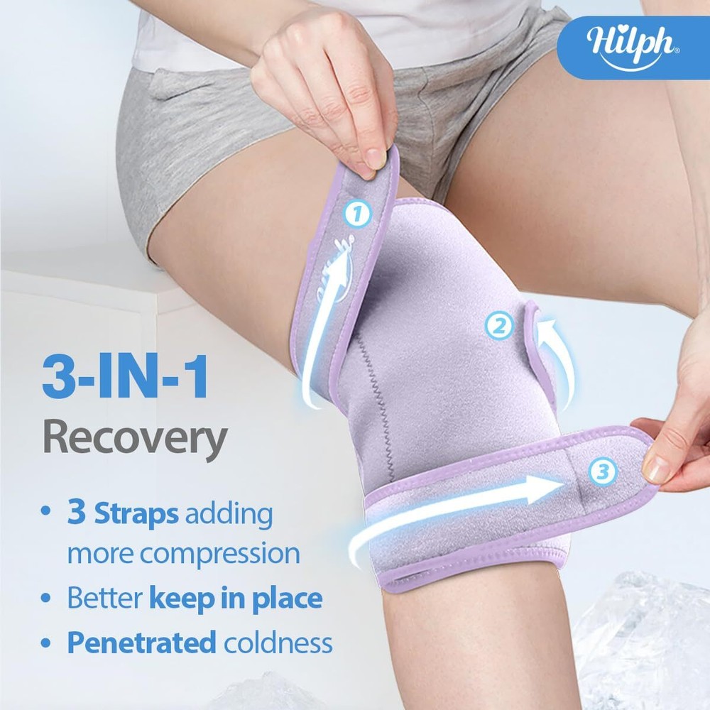 Large Knee Ice Pack Wrap for Post-Surgery Hot/Cold Compression Pain Relief