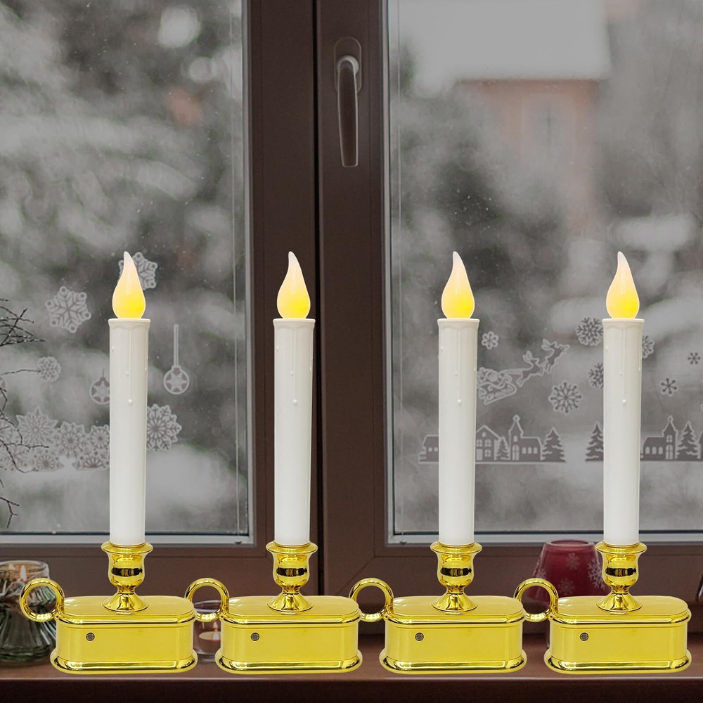 4 Pack Wireless Window Candle Lamps, Christmas Window Candle Light with Sensor