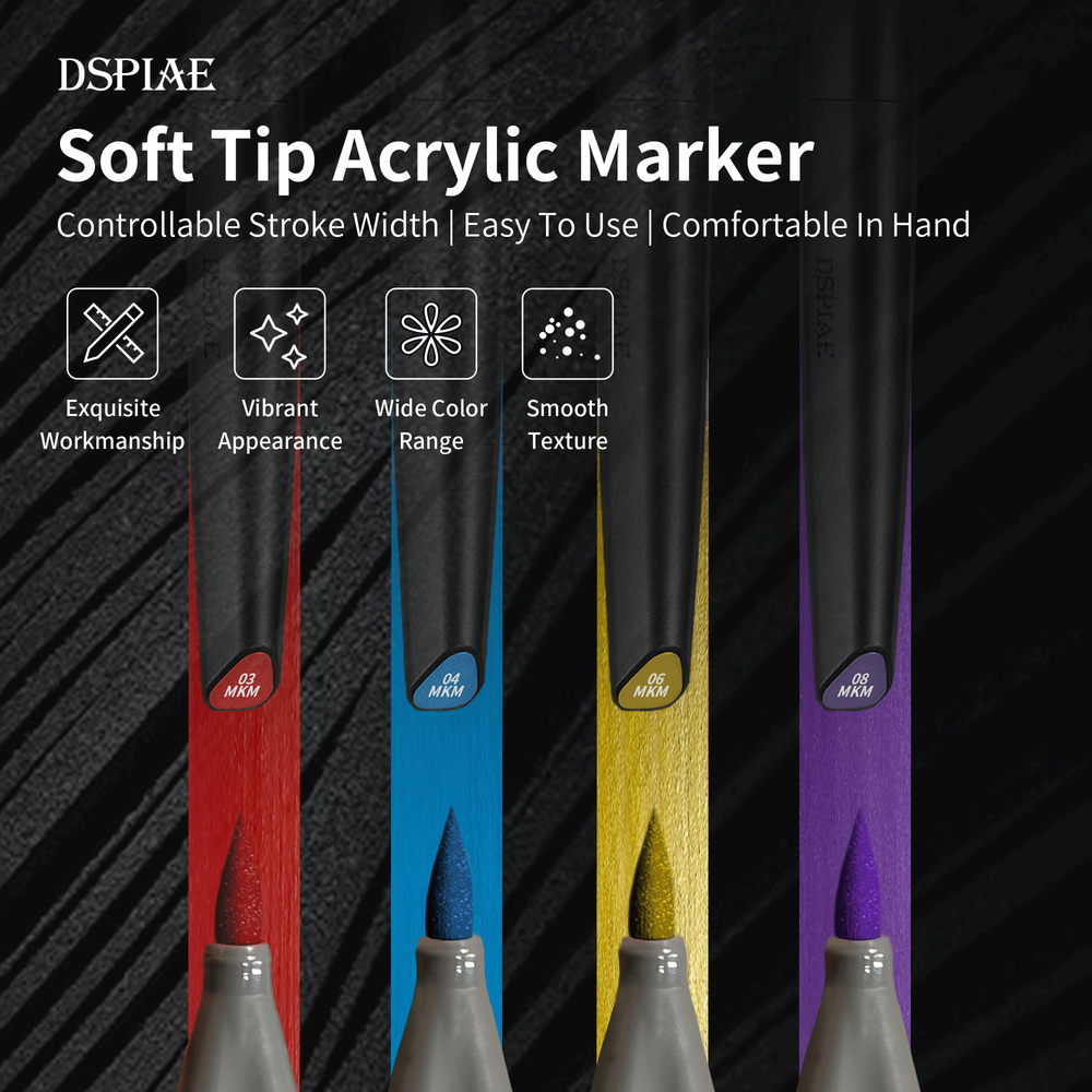 DSPIAE Soft Tip Marker Metallic Black MKM-01 - US