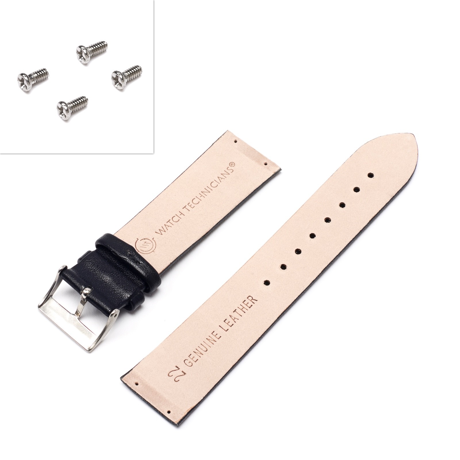 Skagen Genuine Leather Watch Strap/Band Black/Brown,4 Screws