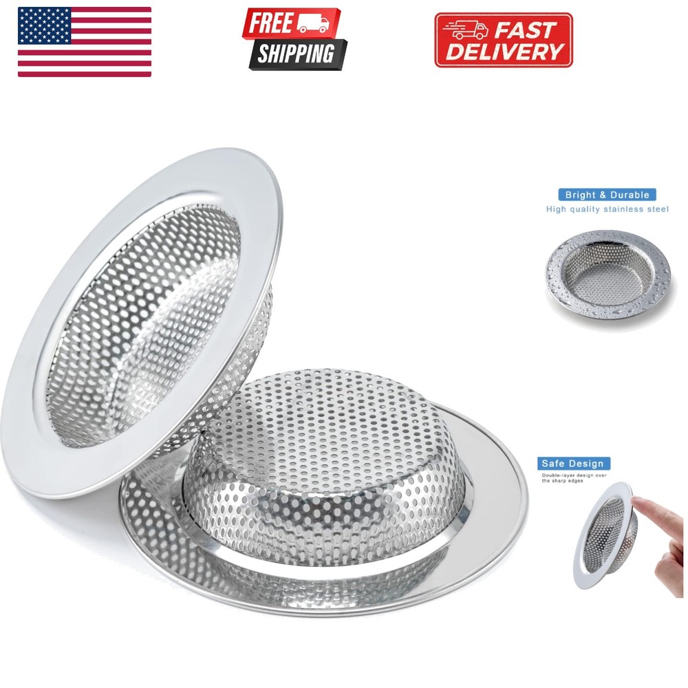 Effortless 4.5" Rustproof Sink Strainers - 2 Pcs with Double-Layer Design