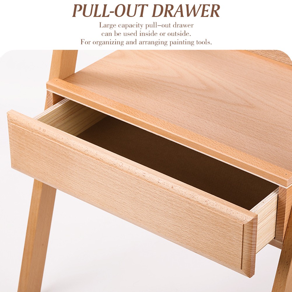 Large Wood H-Frame Easel with Storage Drawer and Palette, Foldable Art Painting